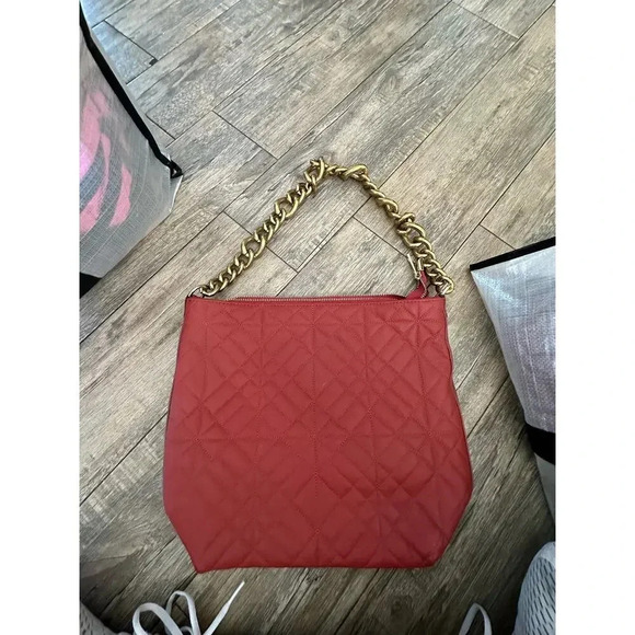 Monica Bini made in Italy Leather quilted Gold Chain Strap Shoulder Bag - Picture 2 of 8